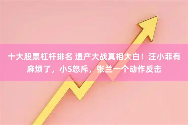 十大股票杠杆排名 遗产大战真相大白！汪小菲有麻烦了，小S怒斥，张兰一个动作反击